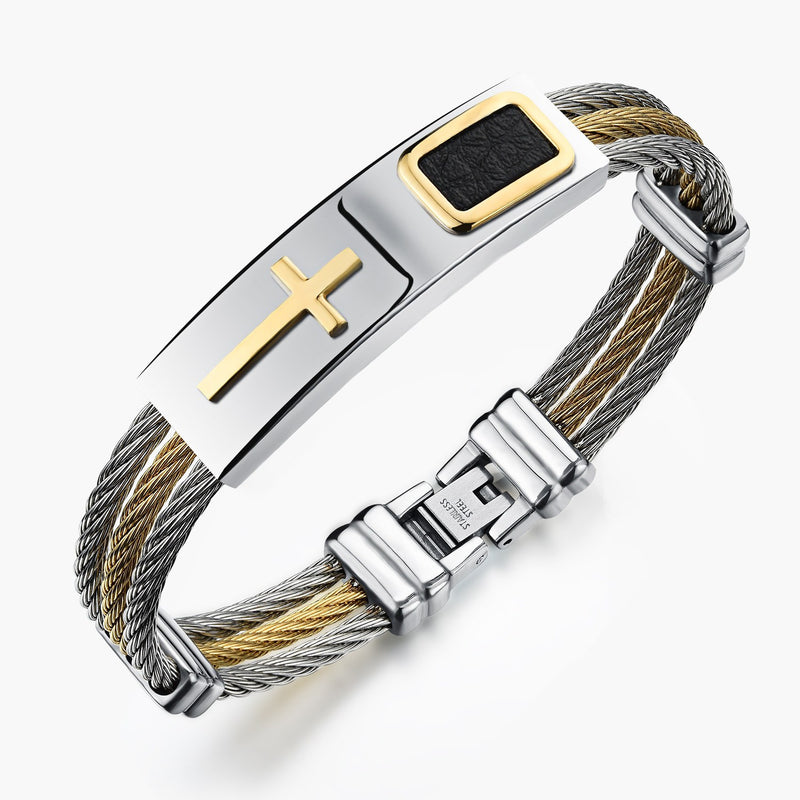 Premium Gold Stainless Steel Cross Bracelet ( Free Shipping )